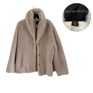 Weatherproof Faux Fur Plush Jacket Women’s 2X Beige Winter Coat Excellent